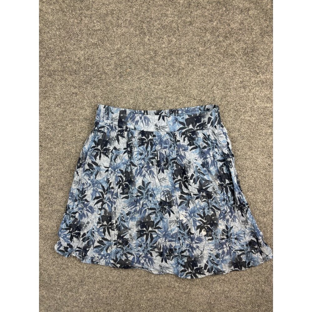 Margaret O'Leary Skirt Women's Small Blue Floral Viscose Flare At Knee FLAW